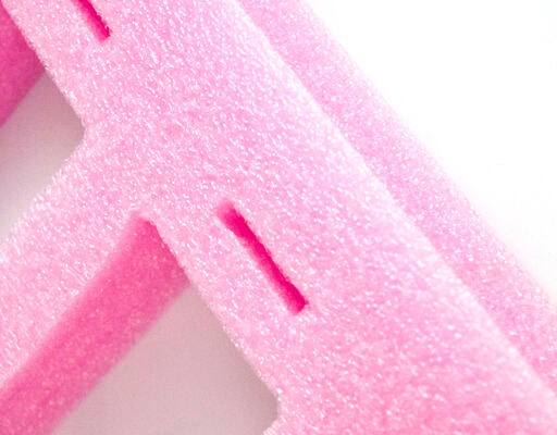 Pink anti-static polyethylene foam insert for electronics