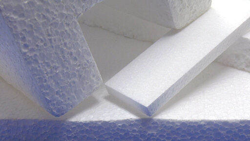White expanded polystyrene blocks and boards