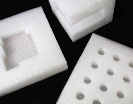 White polyethylene die-cut foam inserts with product cavities