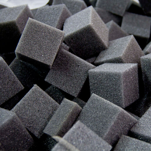 Charcoal open-cell polyurethane foam cubes